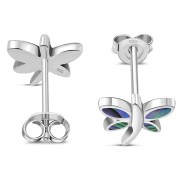 Butterfly Stud Abalone Shell Sterling Silver Earrings - e349